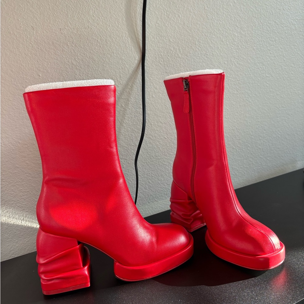 JW PEI Bold Red Ankle Boots